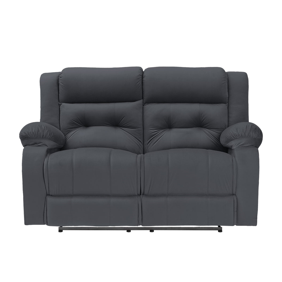 Velvet Double Recliner Chair - NZ30 Dark Grey