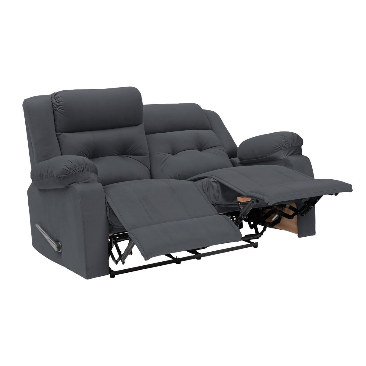 Velvet Double Recliner Chair - NZ30 Dark Grey