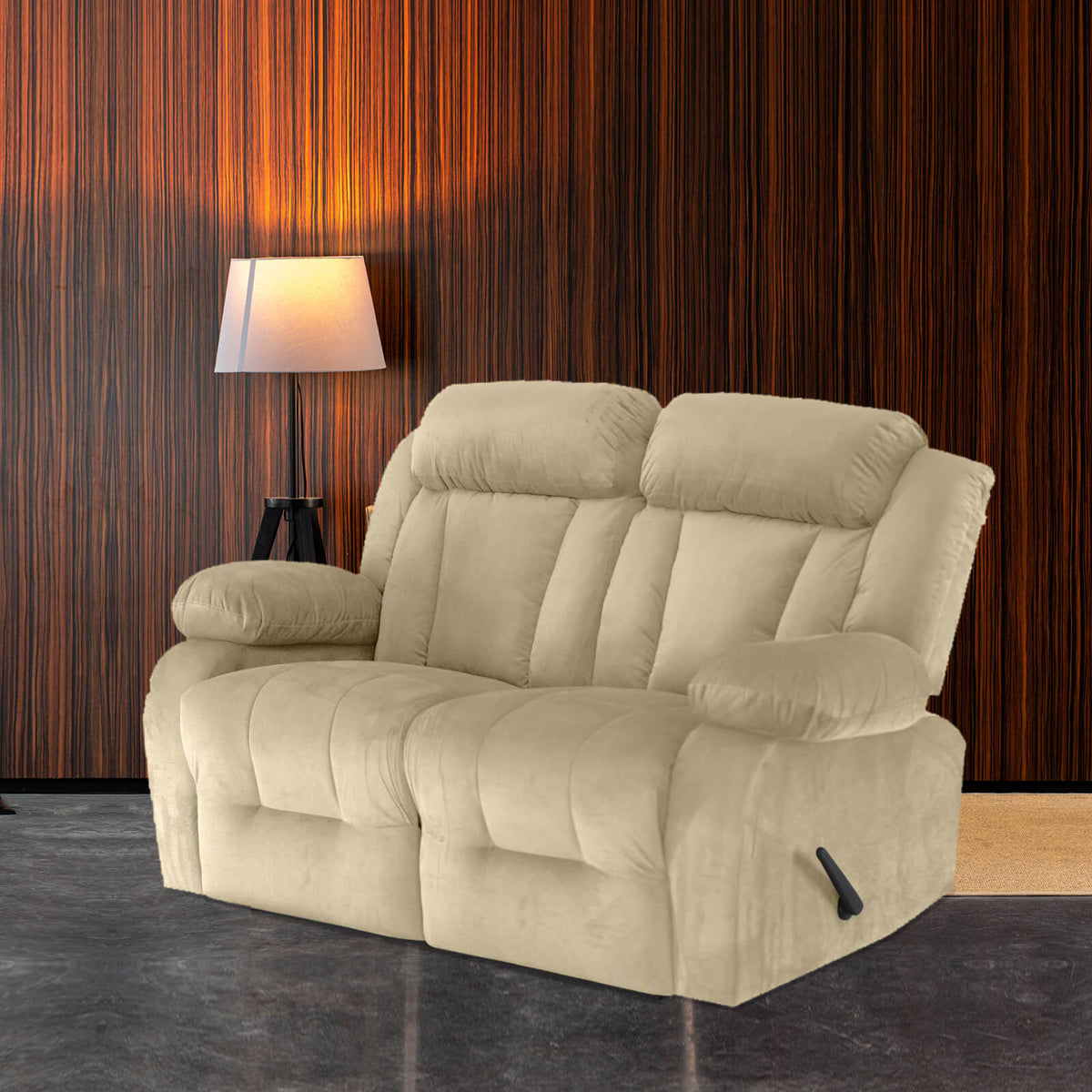 Velvet Double Recliner Chair - NZ50 Light Beige