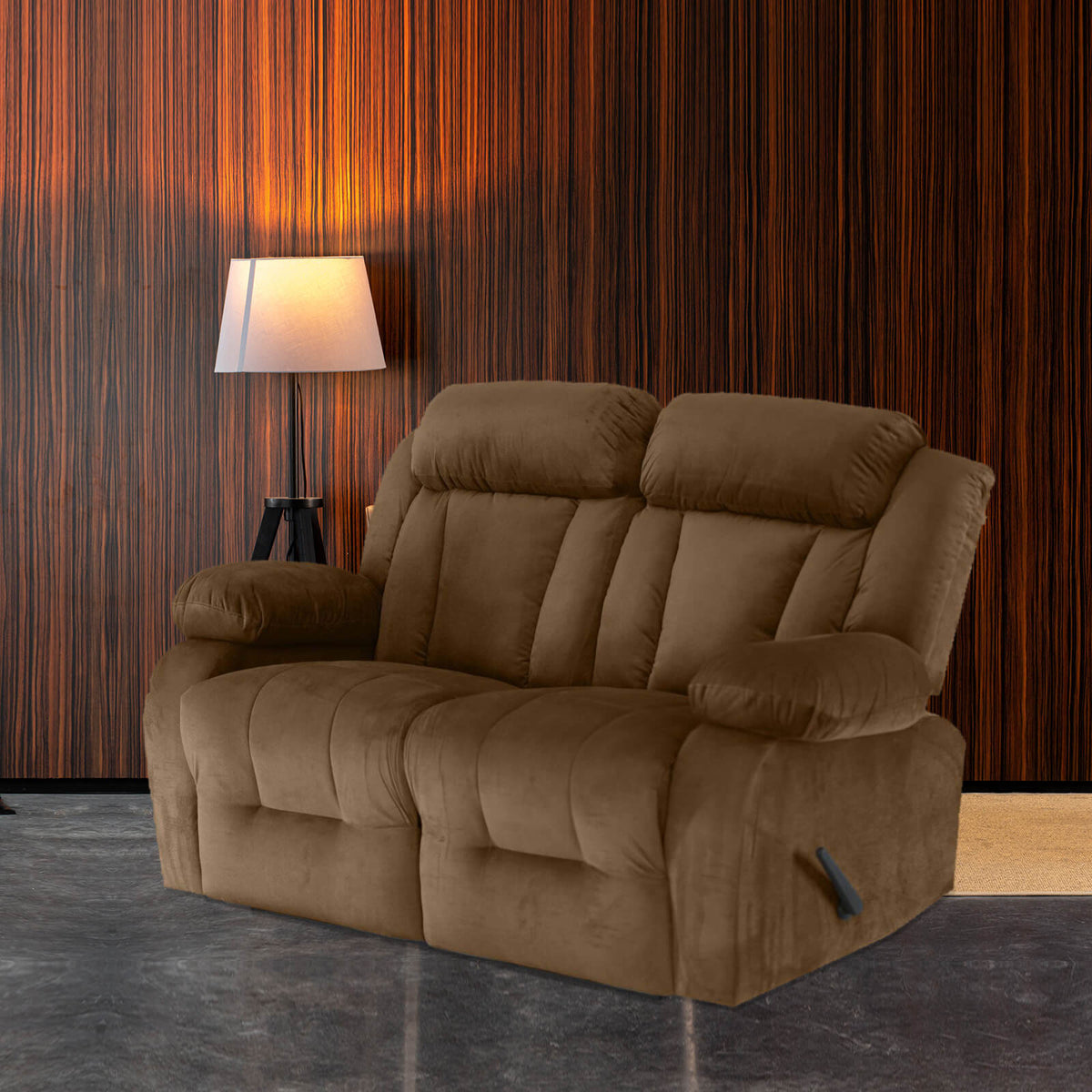 Velvet Double Recliner Chair - NZ50 Light Brown