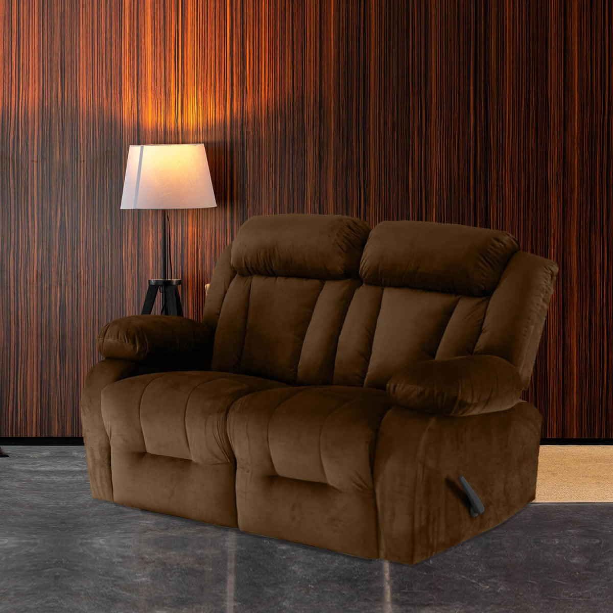 Velvet Double Recliner Chair - NZ50 Brown