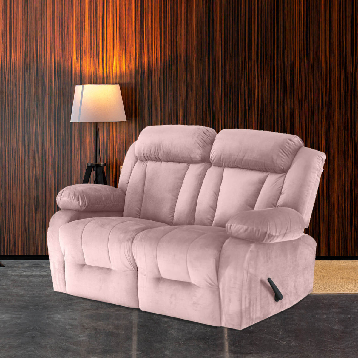 Velvet Double Recliner Chair - NZ50 Light Pink