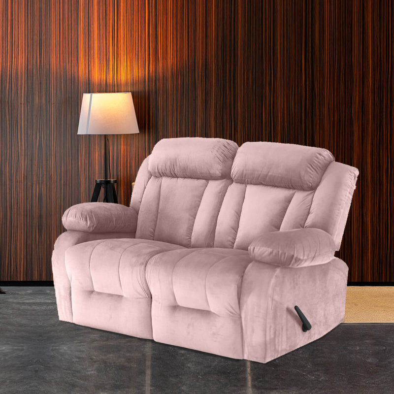 Velvet Double Recliner Chair - Light Pink - NZ50