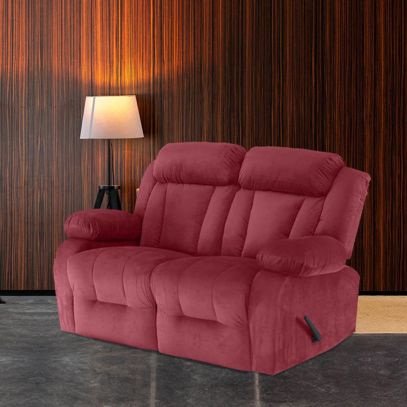 Velvet Double Recliner Chair - Dark Pink - NZ50