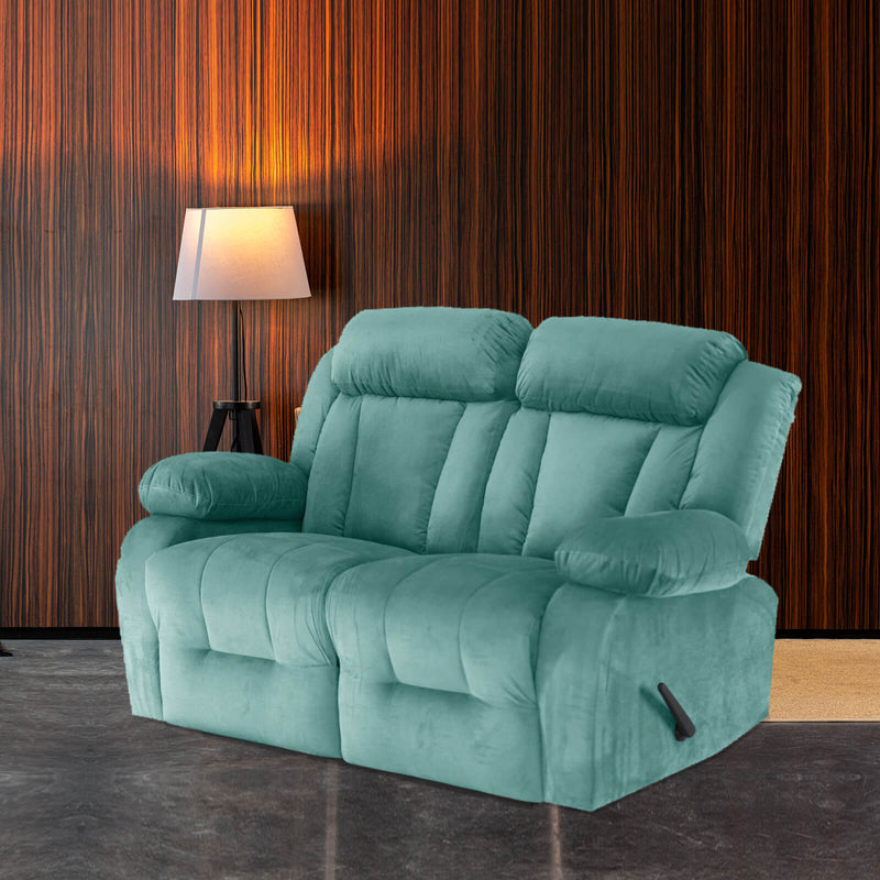 Velvet Double Recliner Chair - Light Turquoise - NZ50