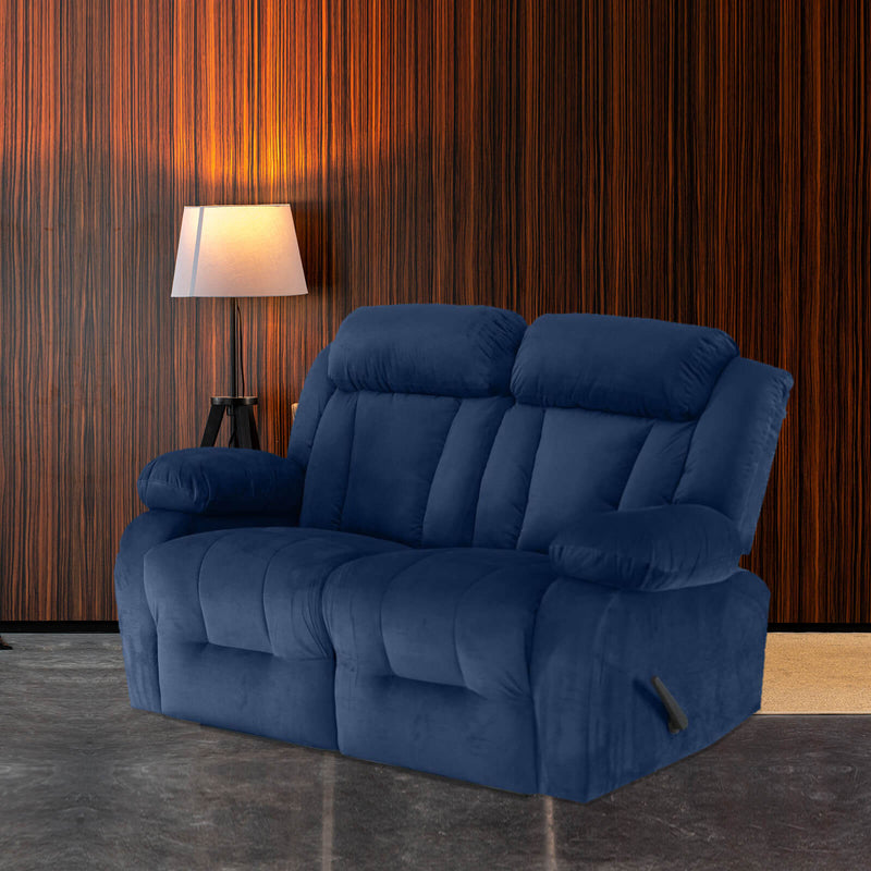 Velvet Double Recliner Chair - Dark Blue - NZ50