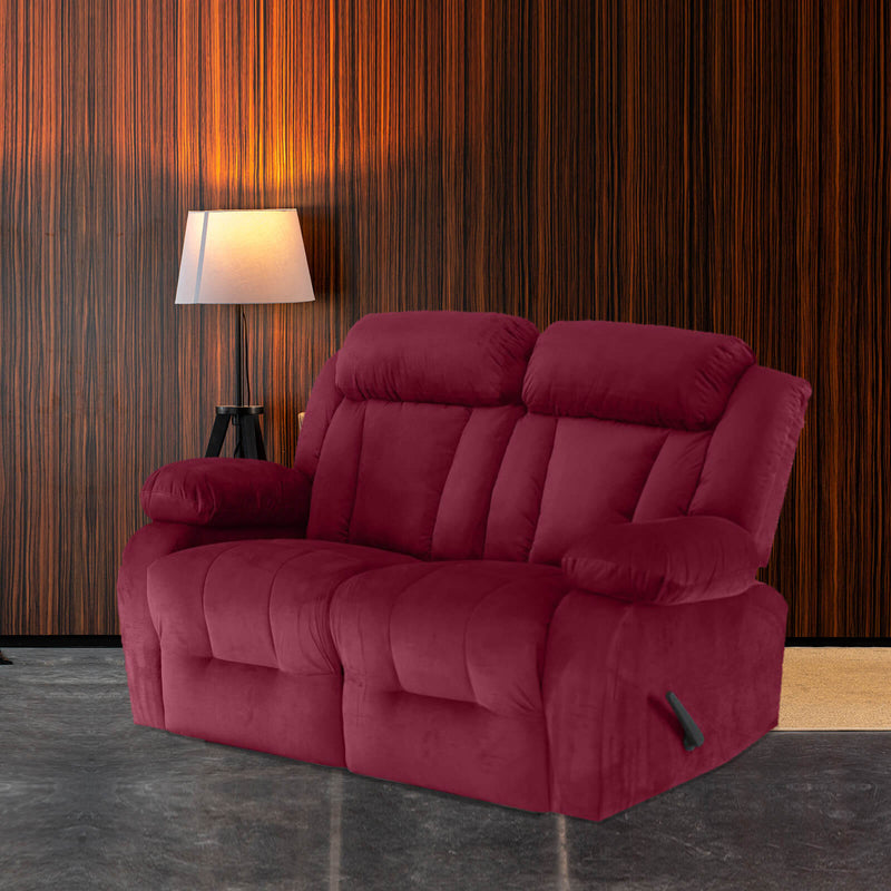Velvet Double Recliner Chair - Burgundy - NZ50