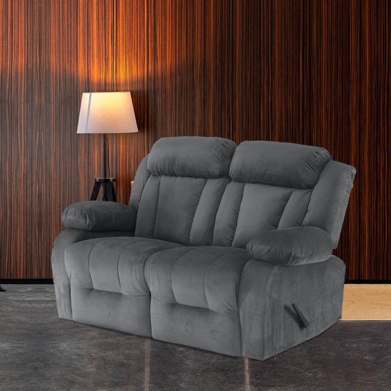Velvet Double Recliner Chair - Grey - NZ50