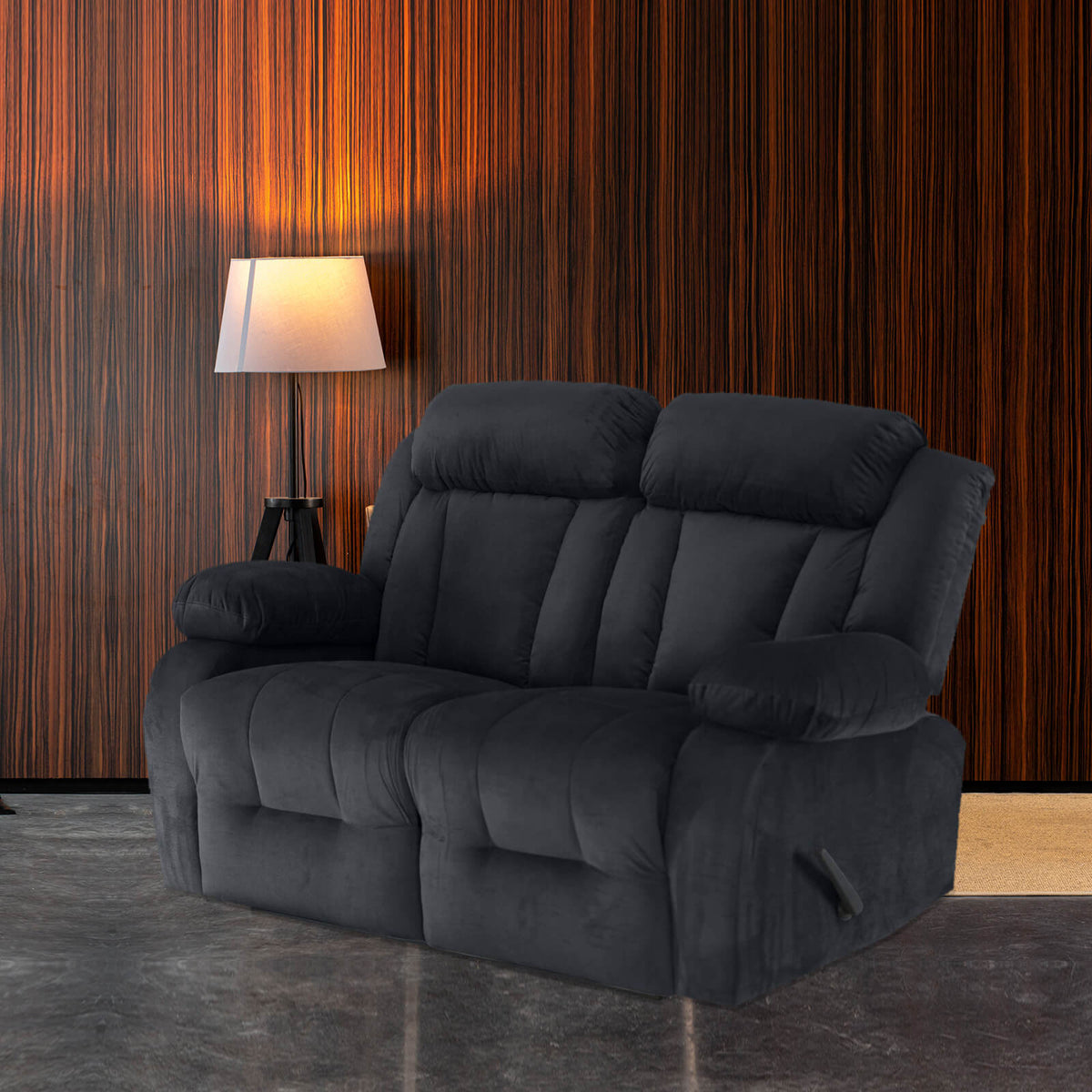 Velvet Double Recliner Chair - NZ50 Dark Grey