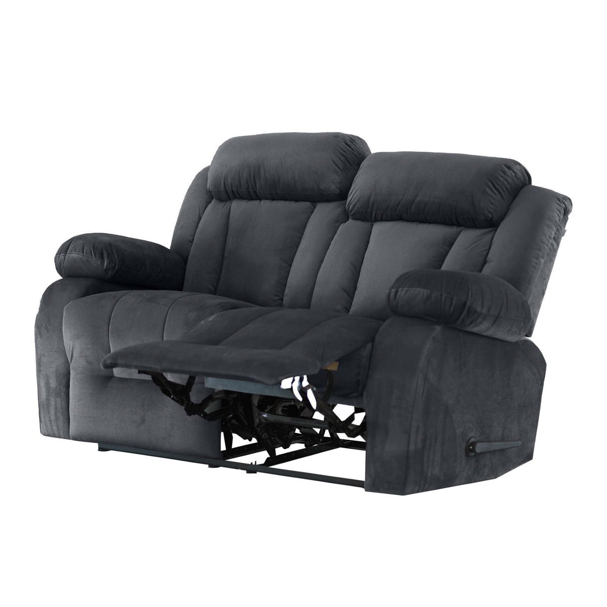 Velvet Double Recliner Chair - NZ50 Dark Grey