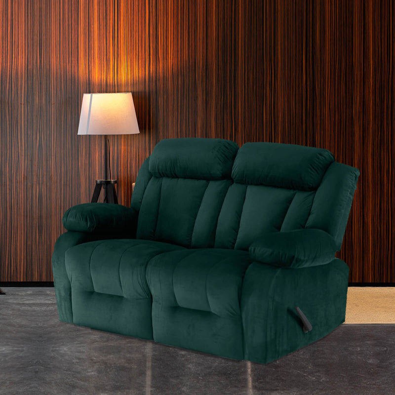 Velvet Double Recliner Chair - Dark Green - NZ50