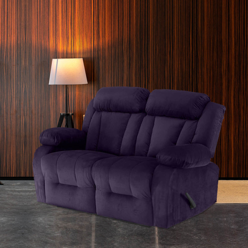 Velvet Double Recliner Chair - Dark Purple - NZ50
