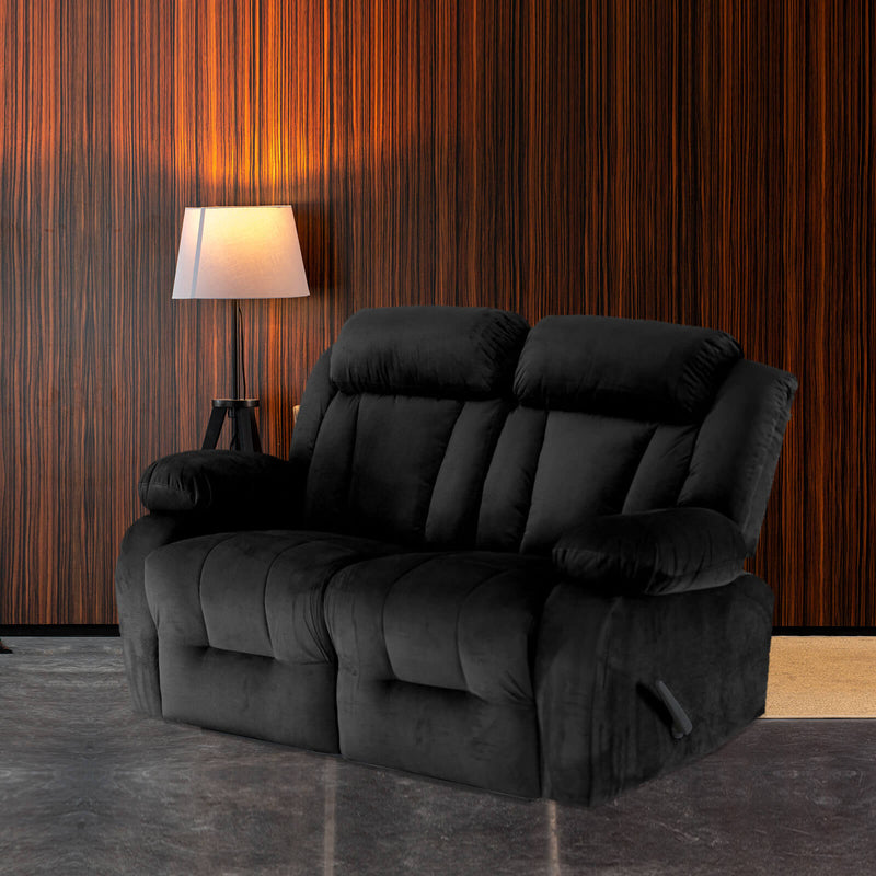 Velvet Double Recliner Chair - Black - NZ50