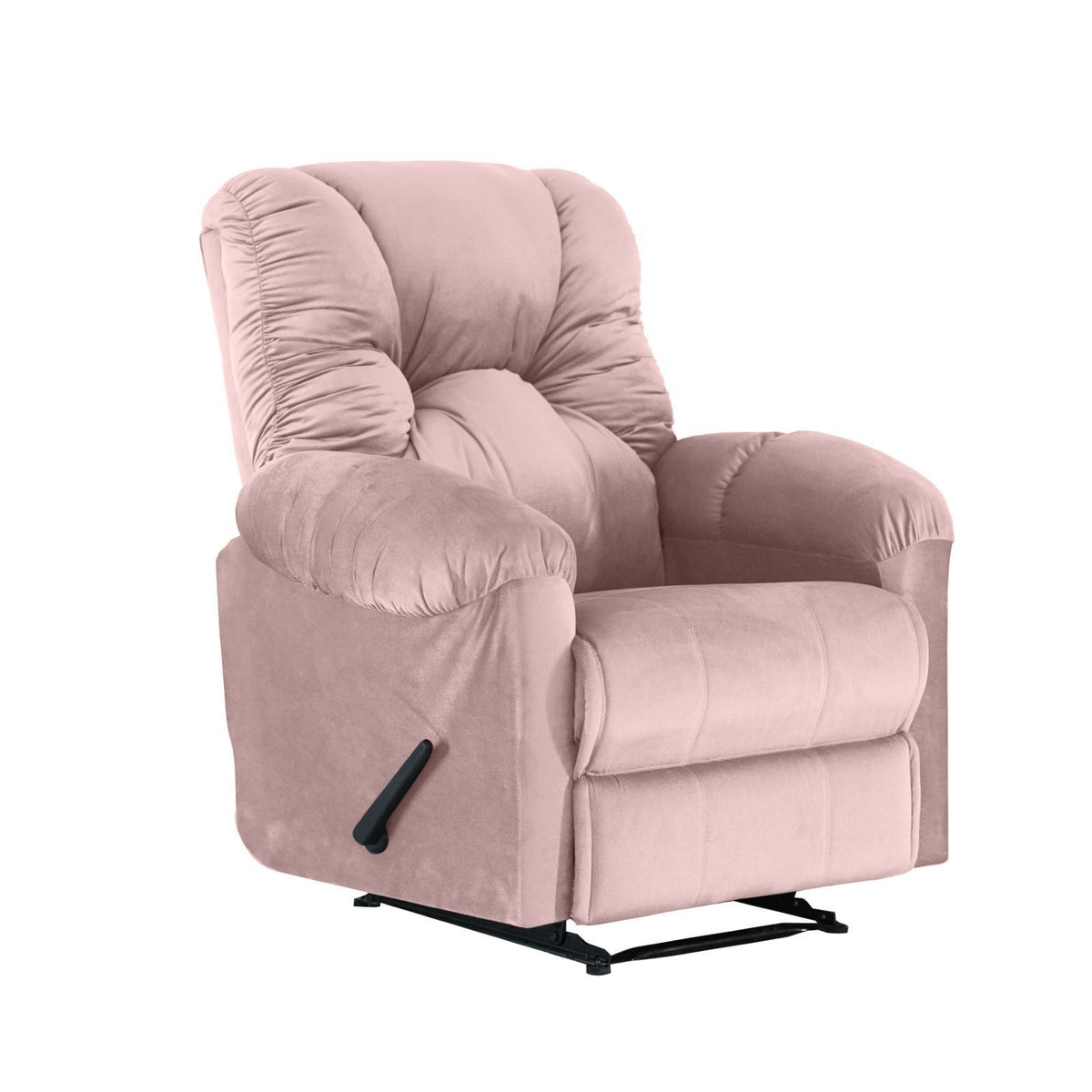Velvet Upholstered Recliner Chair With Bed Mode from American Polo Light Pink Rocking & Rotating