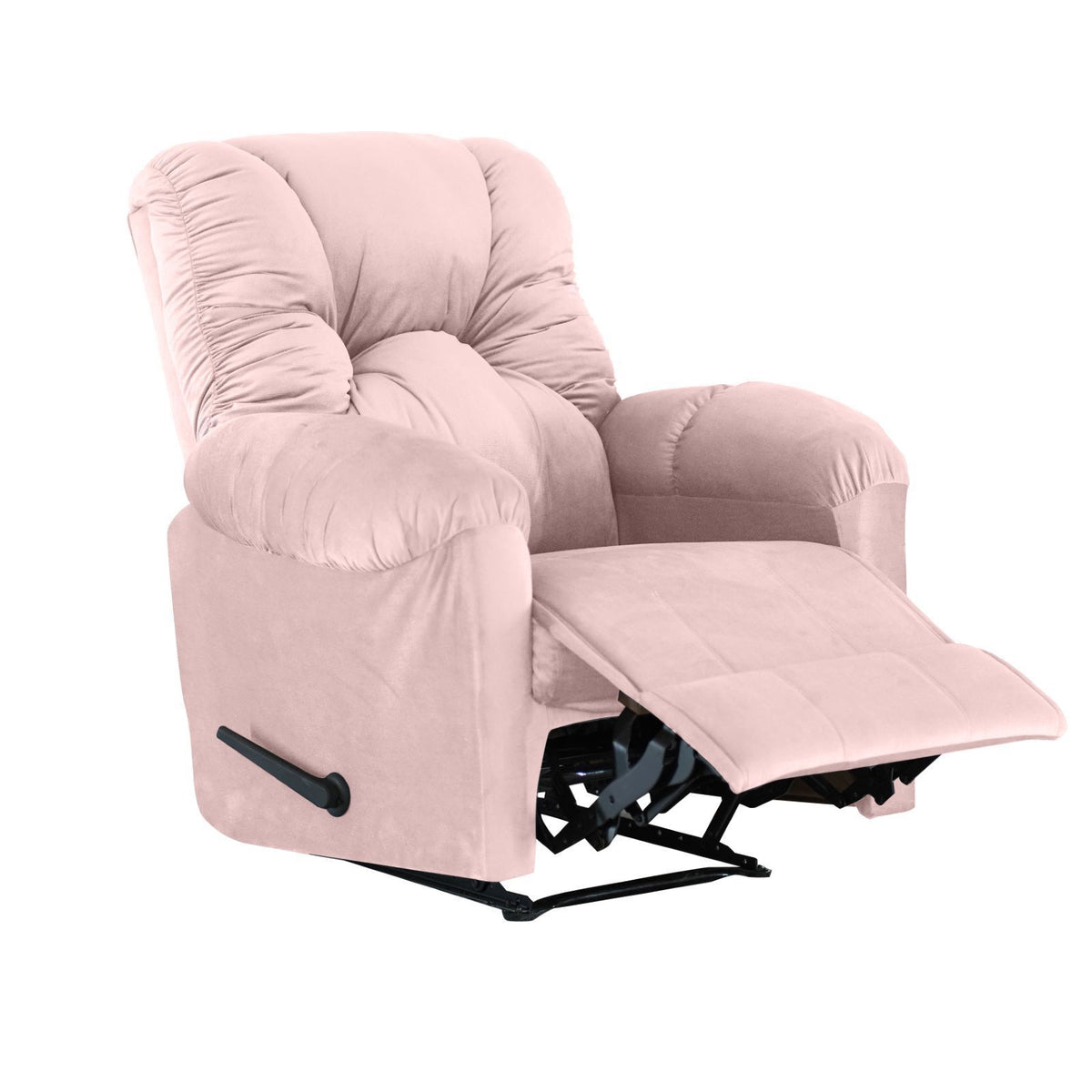 Velvet Upholstered Recliner Chair With Bed Mode from American Polo Light Pink Rocking