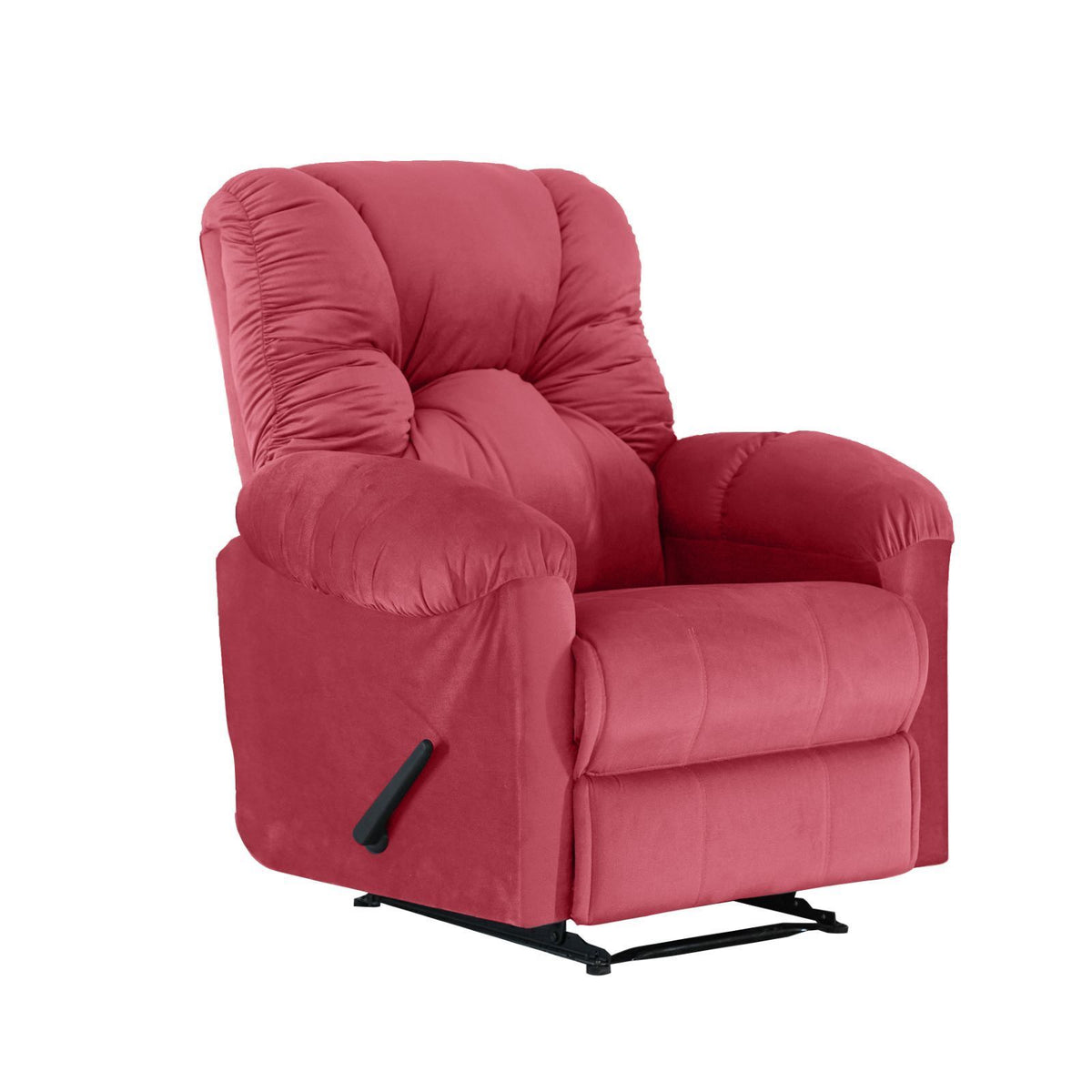 Velvet Upholstered Recliner Chair With Bed Mode from American Polo Dark Pink Rocking & Rotating