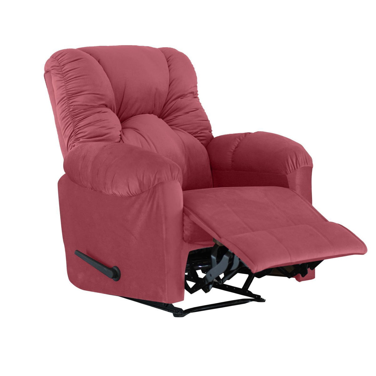 Velvet Upholstered Recliner Chair With Bed Mode from American Polo Dark Pink Rocking & Rotating