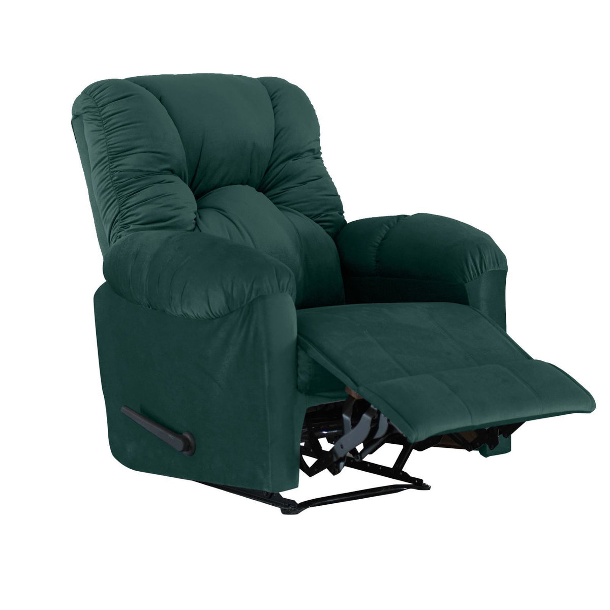 Velvet Upholstered Recliner Chair With Bed Mode from American Polo Dark Green Rocking & Rotating