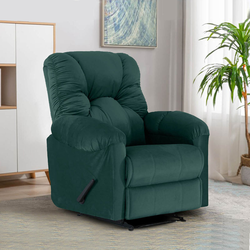 Velvet Classic Recliner Chair - Dark Green - American Polo