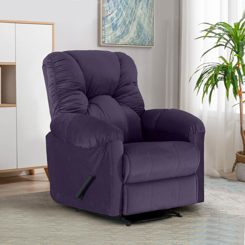 Velvet Classic Recliner Chair - Dark Purple - American Polo