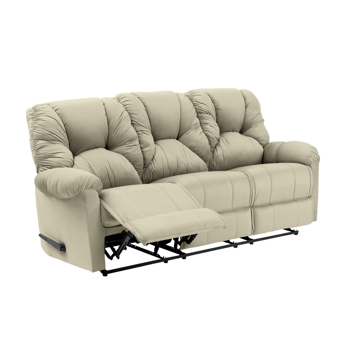 Velvet Triple Recliner Chair - American Polo Light Beige