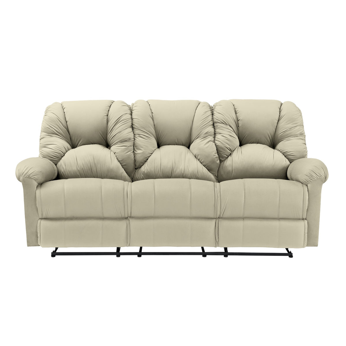 Velvet Triple Recliner Chair - American Polo Light Beige