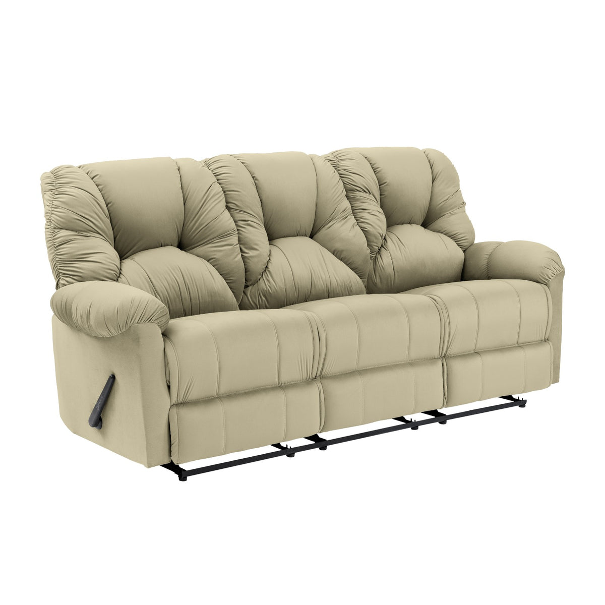 Velvet Triple Recliner Chair - American Polo Dark Ivory
