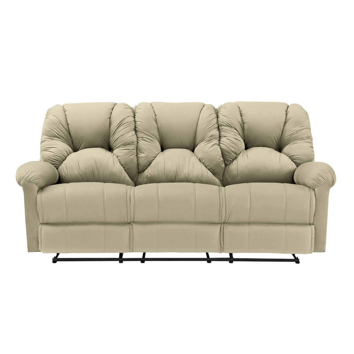 Velvet Triple Recliner Chair - American Polo Dark Ivory
