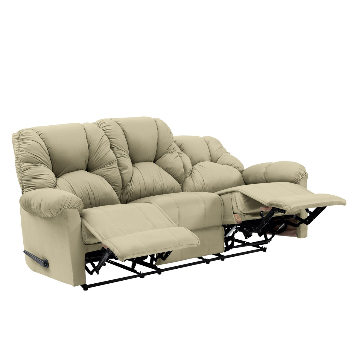 Velvet Triple Recliner Chair - American Polo Dark Ivory