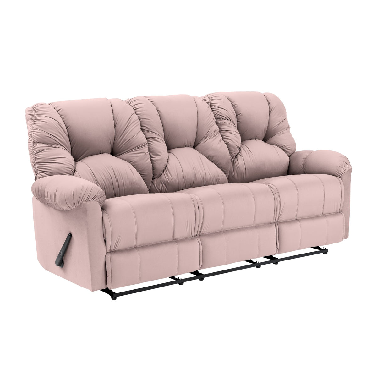 Velvet Triple Recliner Chair - American Polo Light Pink