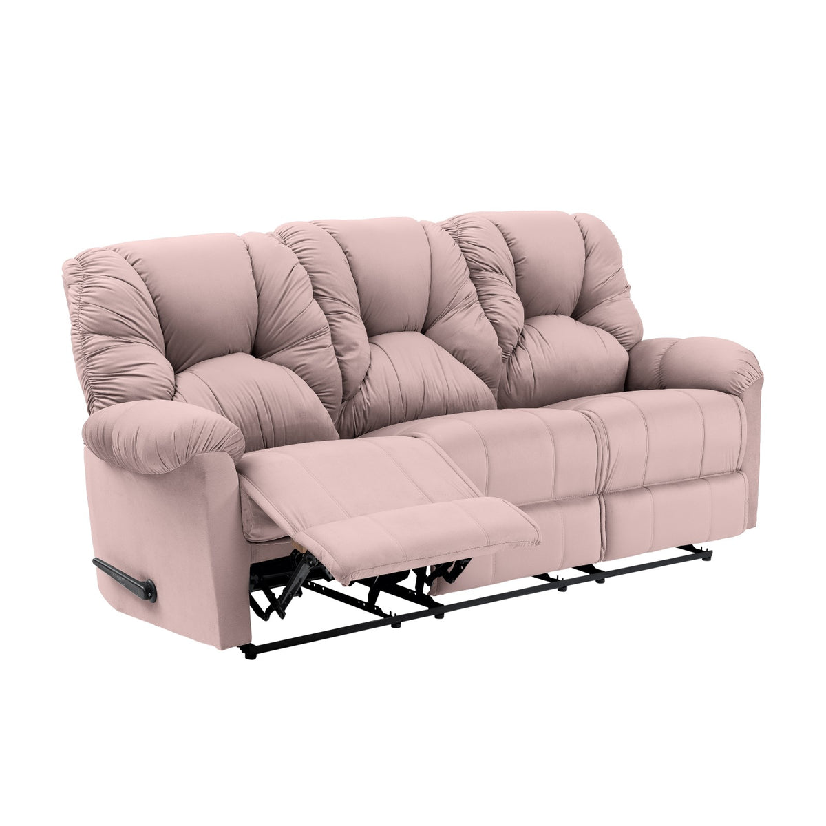 Velvet Triple Recliner Chair - American Polo Light Pink
