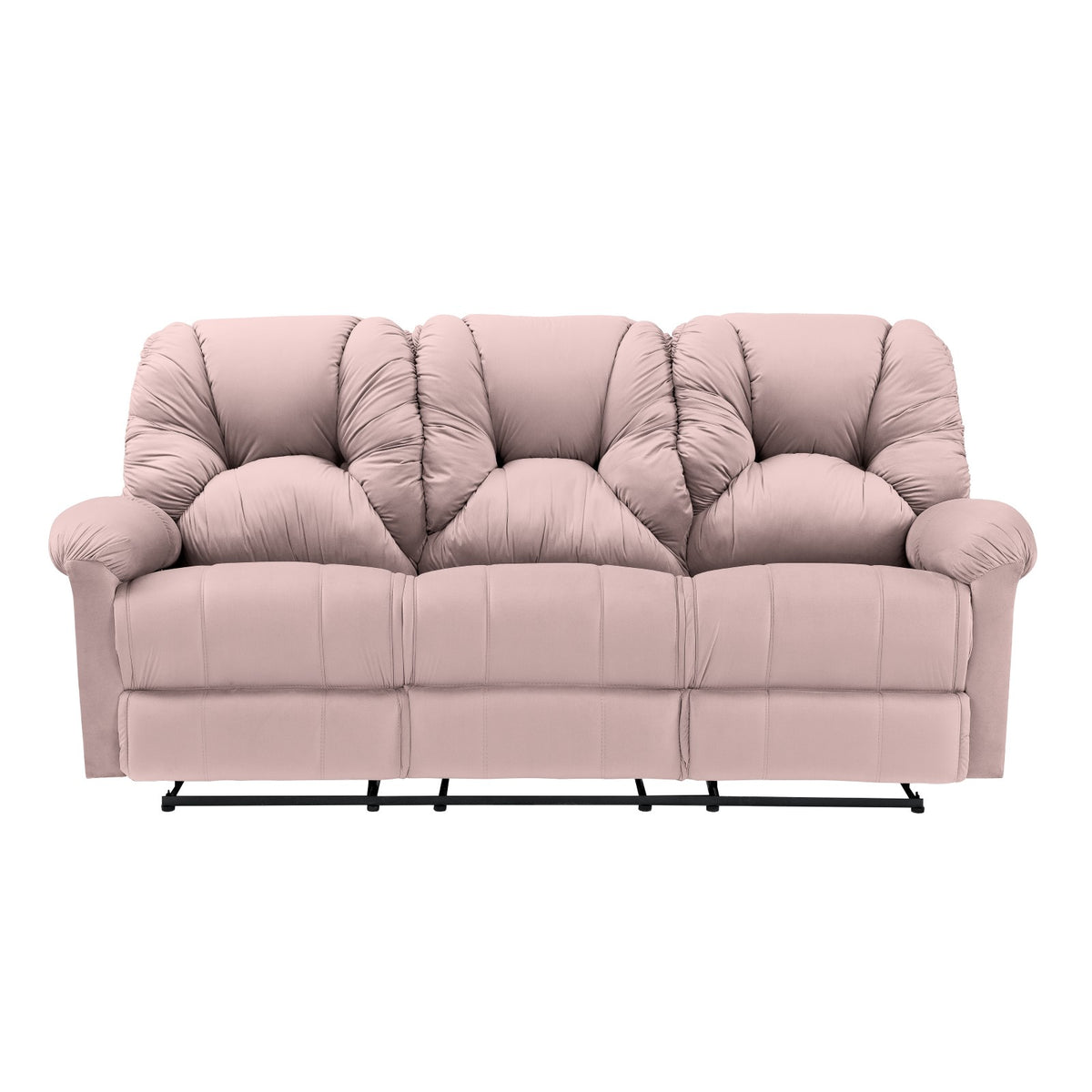 Velvet Triple Recliner Chair - American Polo Light Pink
