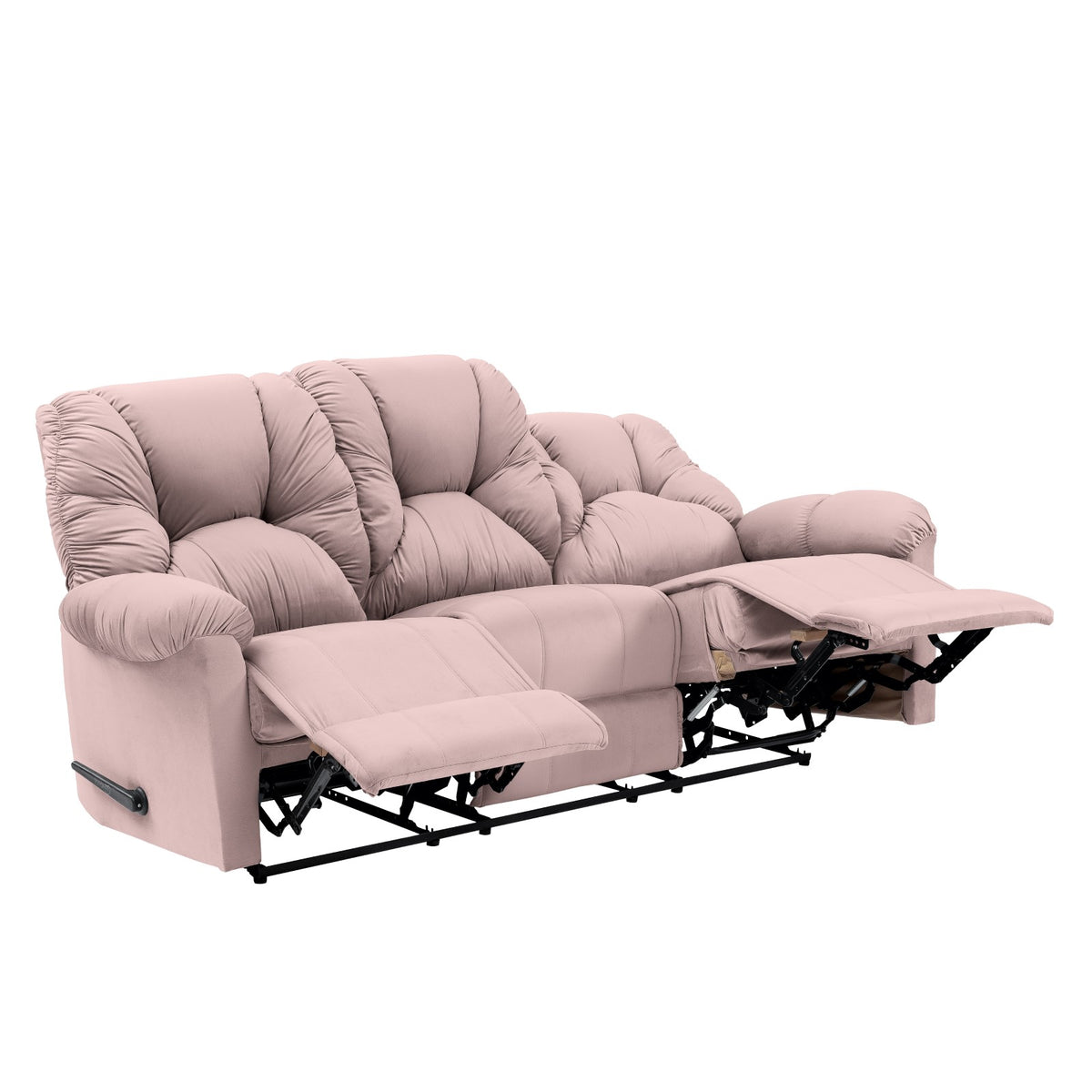 Velvet Triple Recliner Chair - American Polo Light Pink