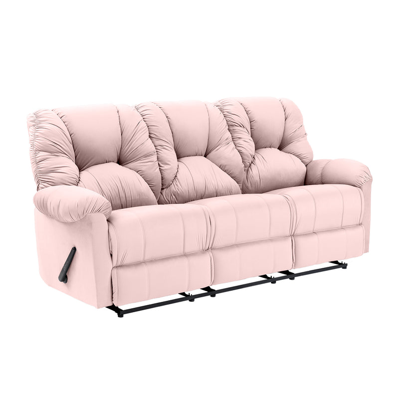 Velvet Triple Recliner Chair - Light Pink - American Polo