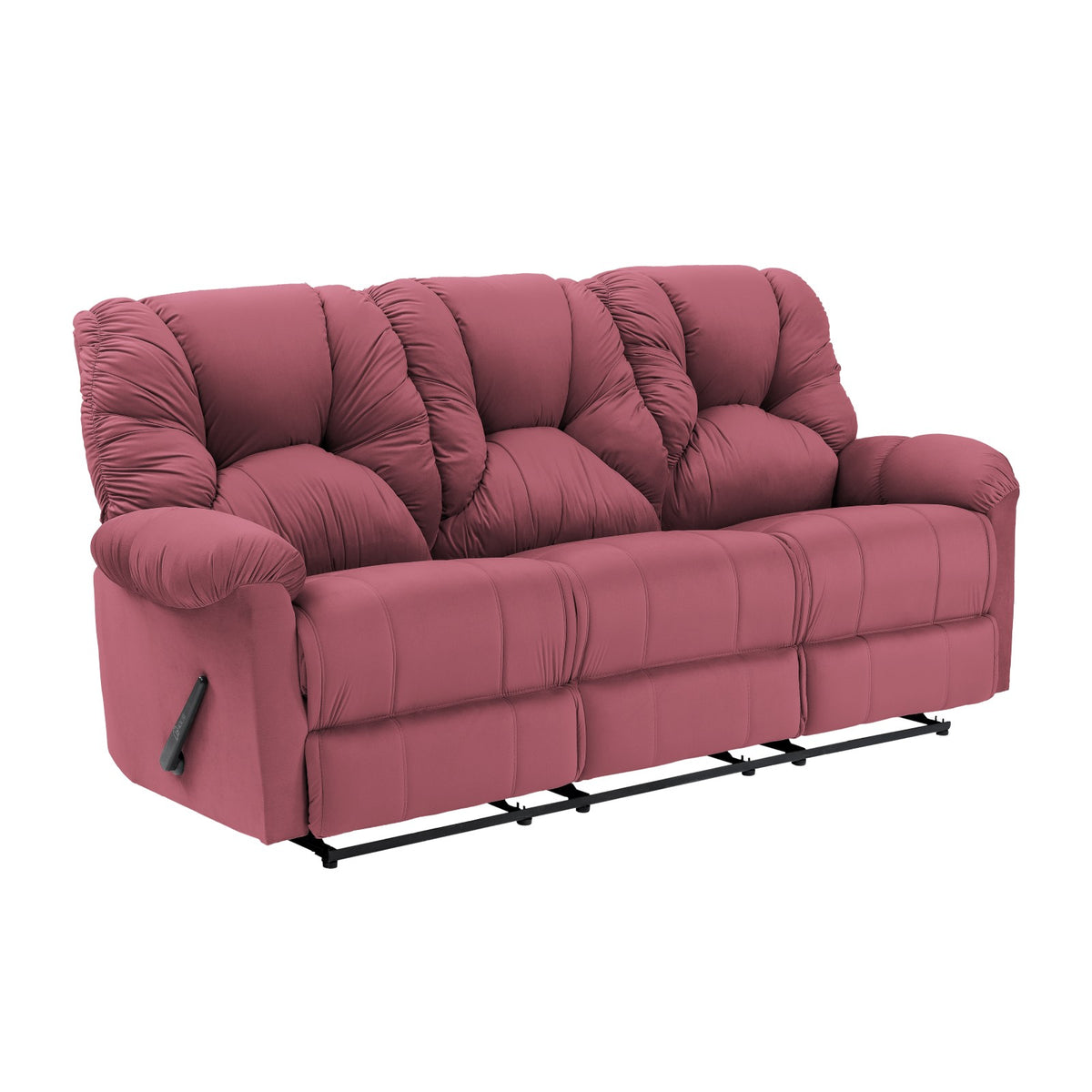 Velvet Triple Recliner Chair - American Polo Dark Pink