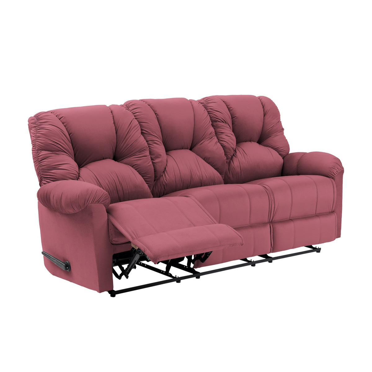 Velvet Triple Recliner Chair - American Polo Dark Pink