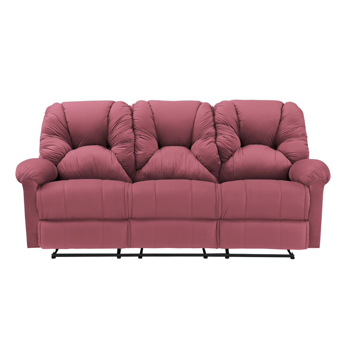 Velvet Triple Recliner Chair - American Polo Dark Pink
