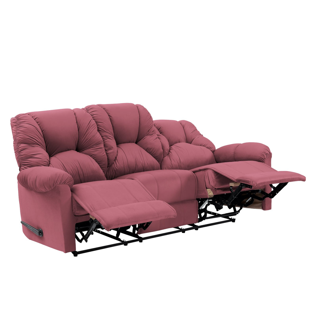 Velvet Triple Recliner Chair - American Polo Dark Pink