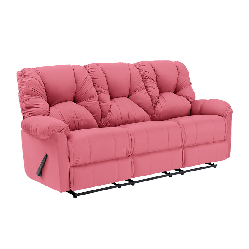 Velvet Triple Recliner Chair - Dark Pink - American Polo