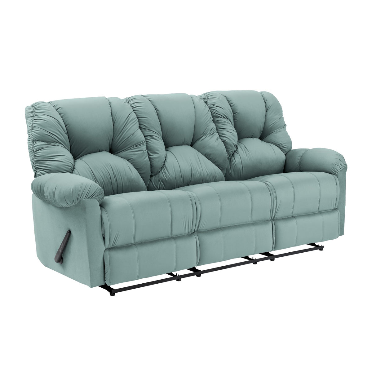 Velvet Triple Recliner Chair - American Polo Light Turquoise