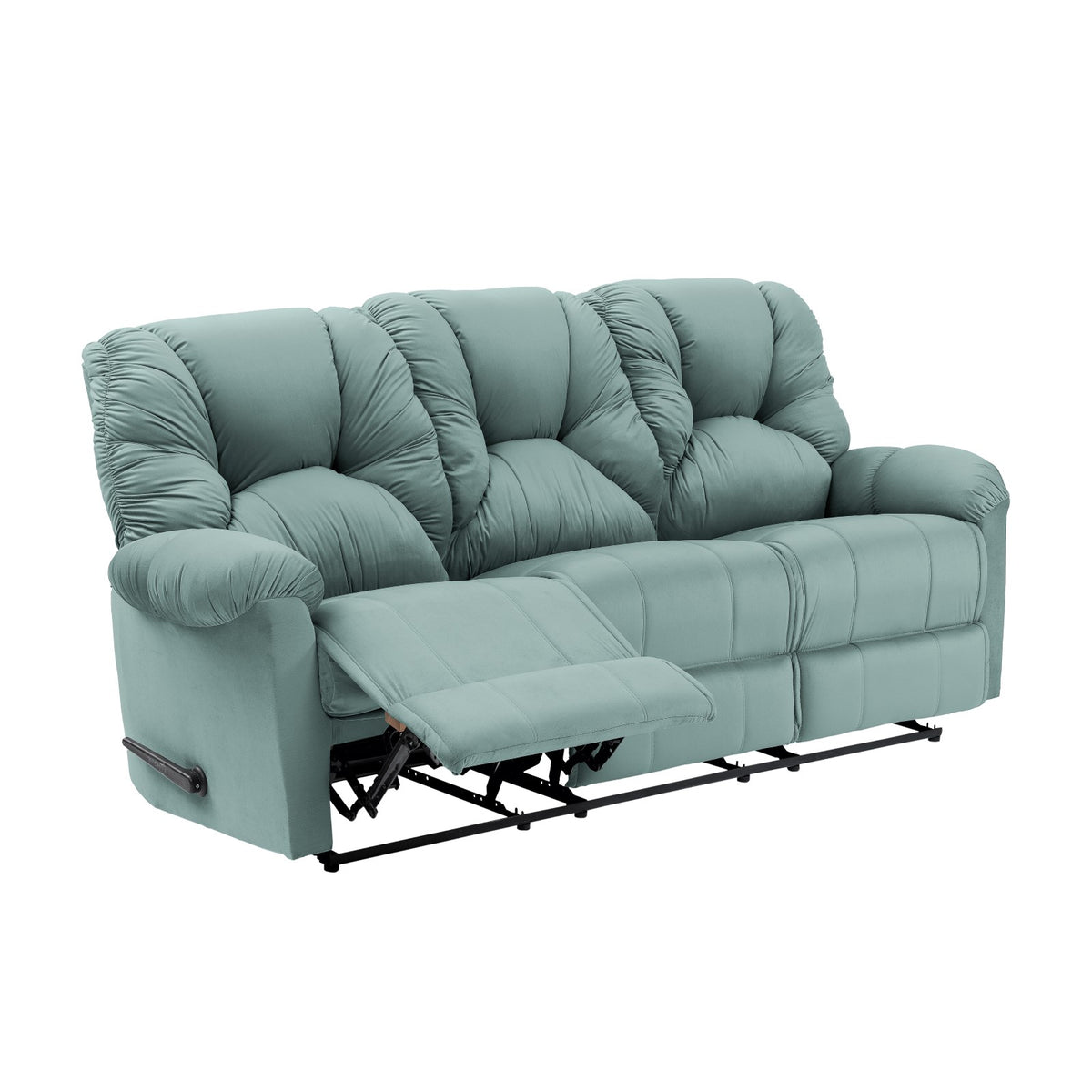 Velvet Triple Recliner Chair - American Polo Light Turquoise