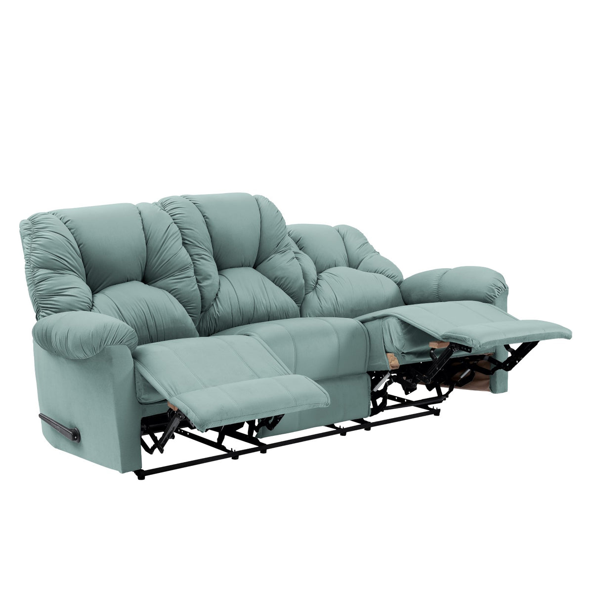 Velvet Triple Recliner Chair - American Polo Light Turquoise