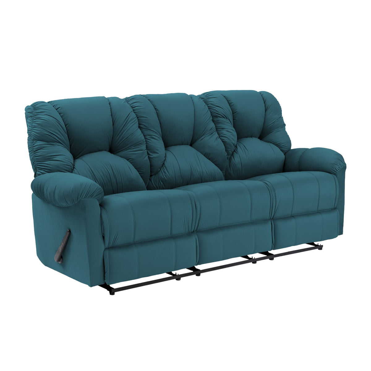 Velvet Triple Recliner Chair - American Polo Dark Turquoise