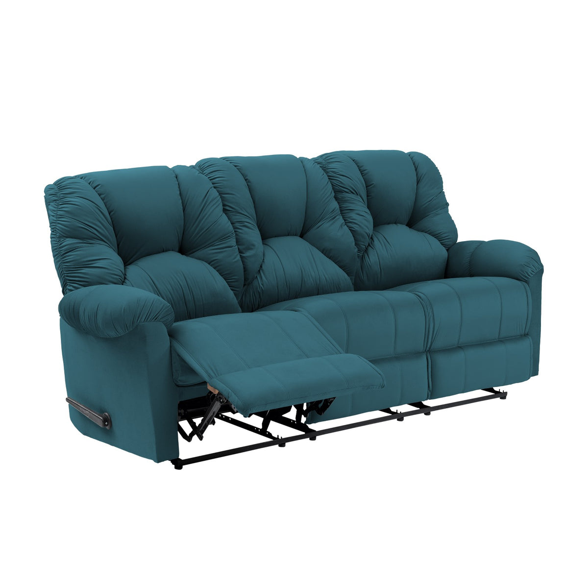 Velvet Triple Recliner Chair - American Polo Dark Turquoise