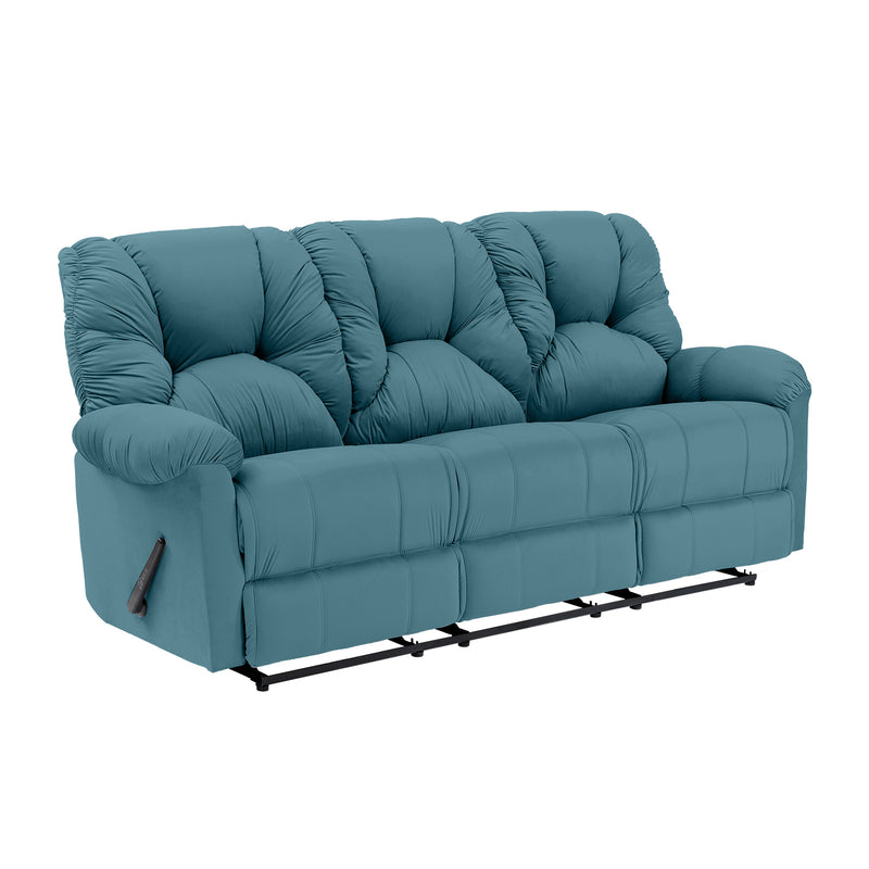 Velvet Triple Recliner Chair - Dark Turquoise - American Polo