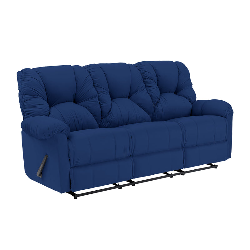 Velvet Triple Recliner Chair - Dark Blue - American Polo