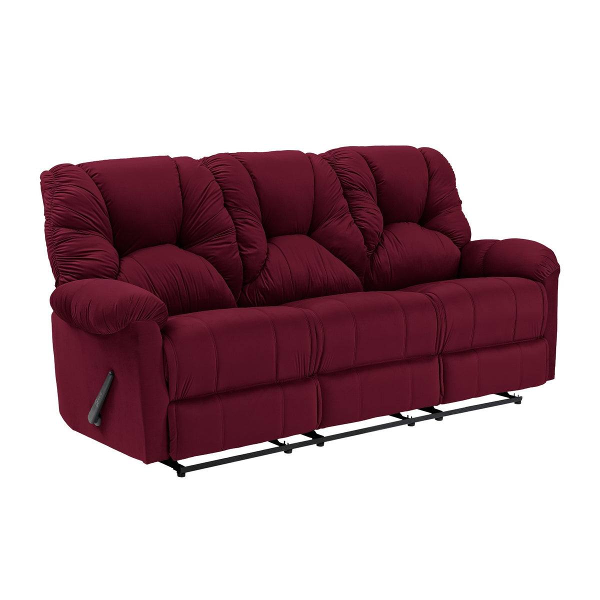 Velvet Triple Recliner Chair - American Polo Burgundy