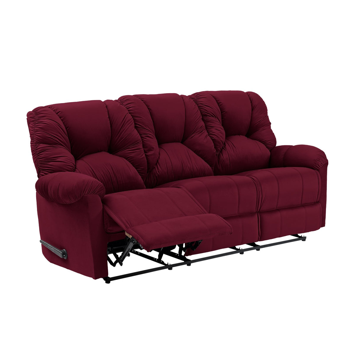 Velvet Triple Recliner Chair - American Polo Burgundy