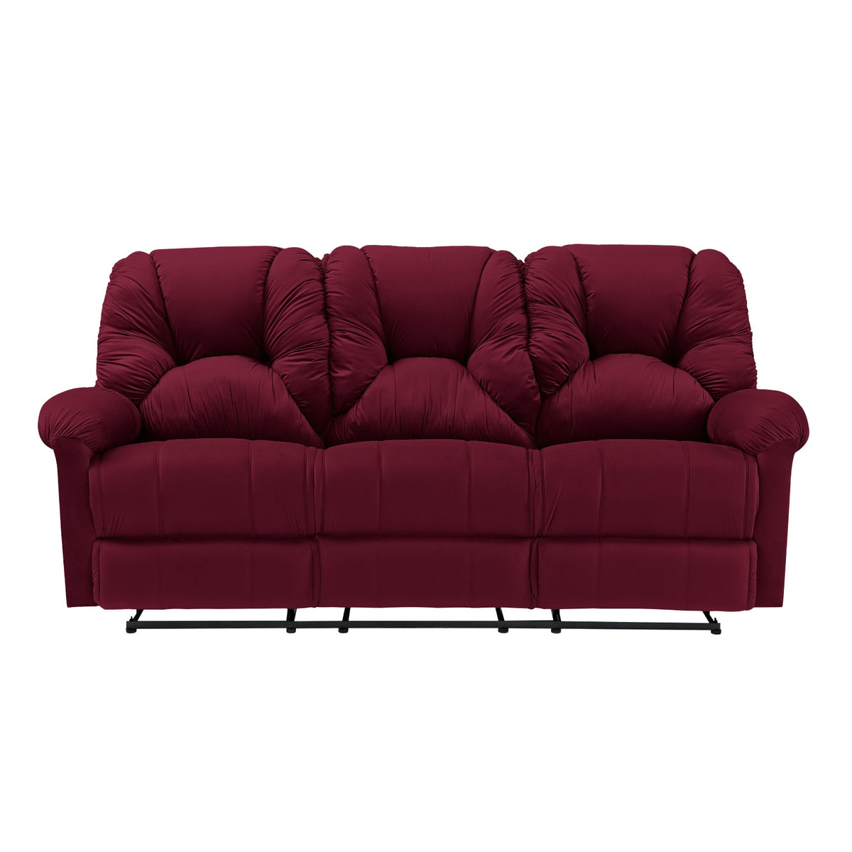 Velvet Triple Recliner Chair - American Polo Burgundy