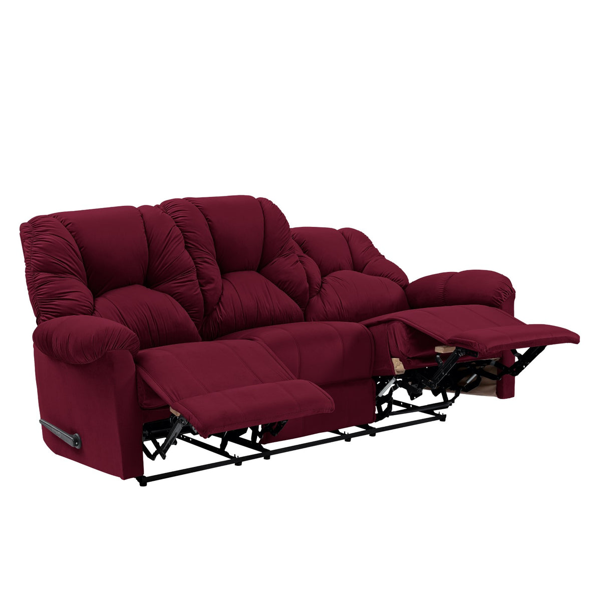 Velvet Triple Recliner Chair - American Polo Burgundy